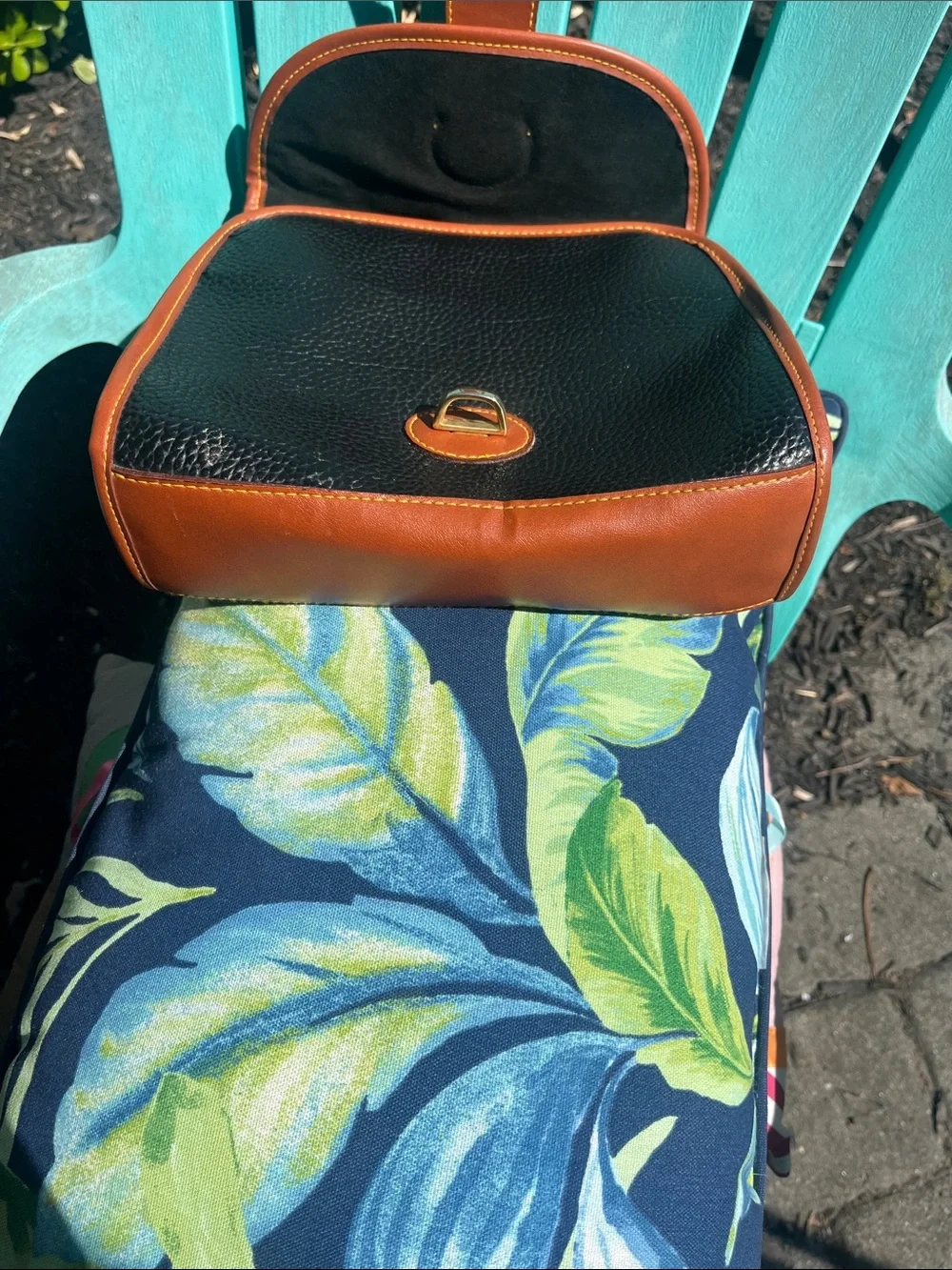 Dooney & Bourke Black Pebbled Leather Messenger with Tan Trim and Handle